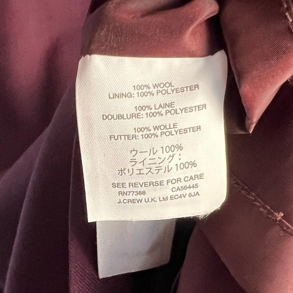 ⚪️ 🐑 J Crew / wool v neck midi dress burgundy wine 00 - Picture 5 of 11